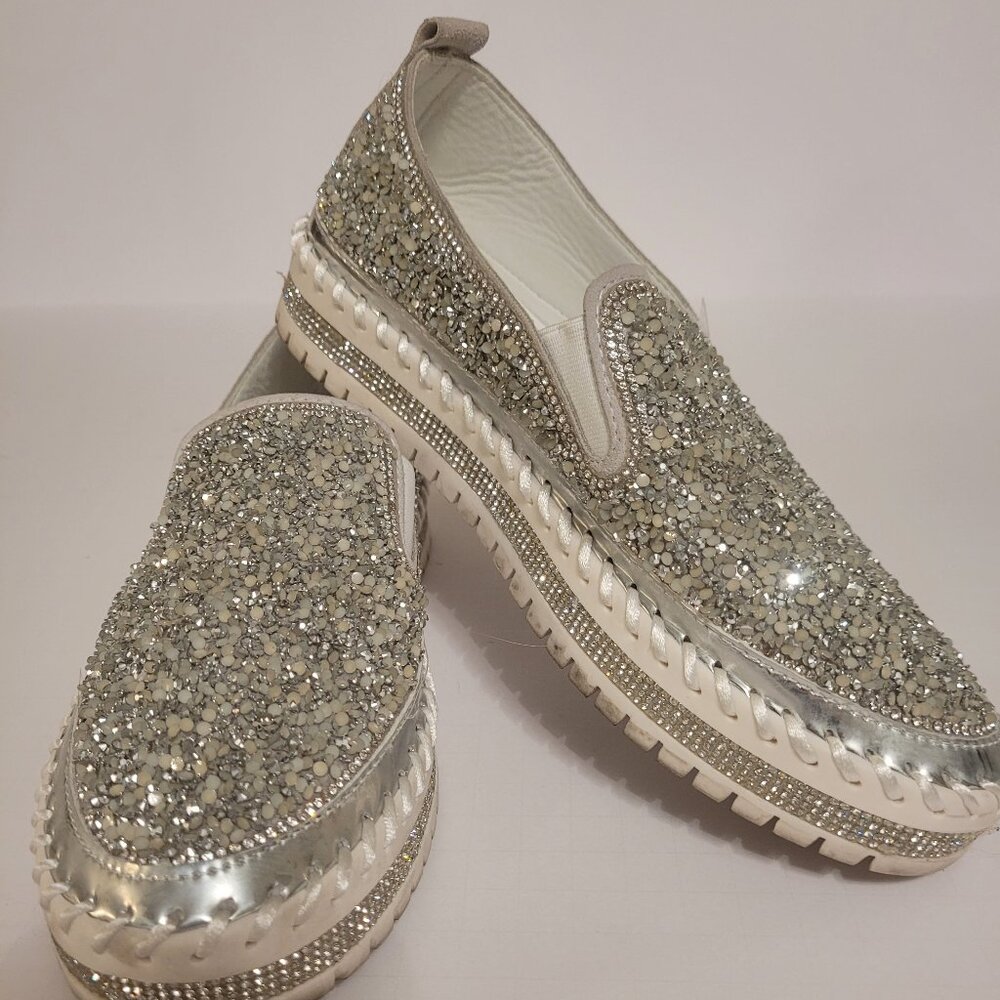 Silver Rhinestone Tennis Shoes